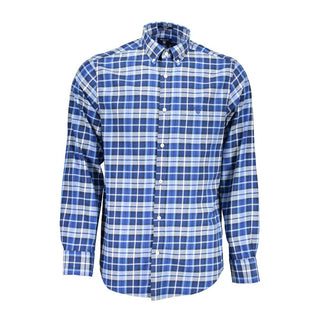 Camisa azul de algodón para hombre