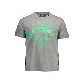 Camiseta para hombre de algodón gris con detalles contrastantes