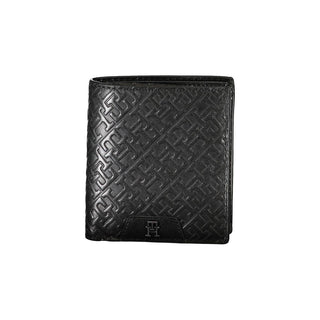 Cartera elegante negra de cuero con doble compartimento