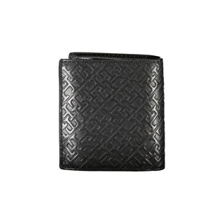 Cartera elegante negra de cuero con doble compartimento