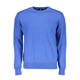Camisa de punto azul de algodón para hombre