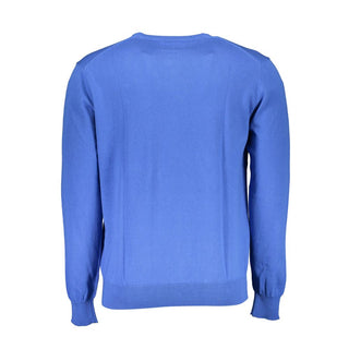 Camisa de punto azul de algodón para hombre