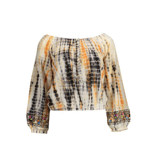 Camiseta beige de algodón para mujer