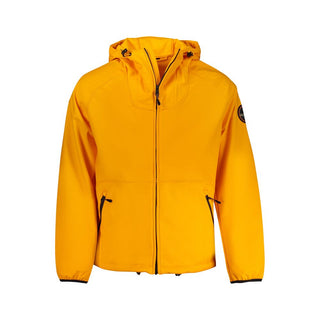 Orangefarbene Herrenjacke aus recyceltem Polyester