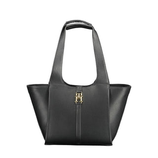 Schwarze Damenhandtasche aus Polyurethan