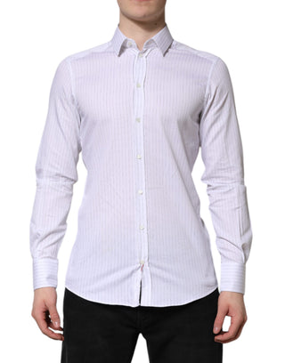 Camisa formal de manga larga de algodón con rayas blancas  