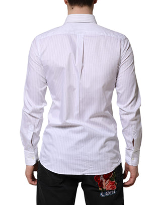 Camisa formal de manga larga de algodón con rayas blancas  