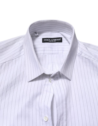 Camisa formal de manga larga de algodón con rayas blancas  