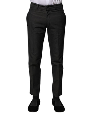 Pantalones formales grises de algodón con estampado  