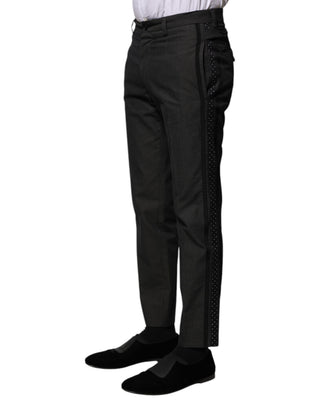 Pantalones formales grises de algodón con estampado  
