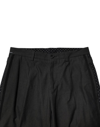 Pantalones formales grises de algodón con estampado  