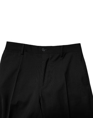 Pantalones cortos formales de lana negra para hombre  