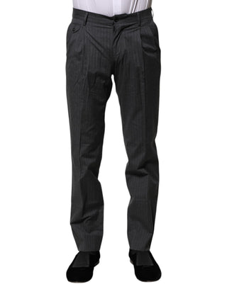 Pantalones formales de algodón gris con rayas  