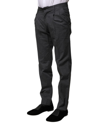 Pantalones formales de algodón gris con rayas  