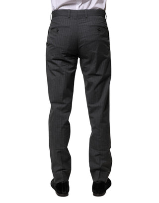 Pantalones formales de algodón gris con rayas  
