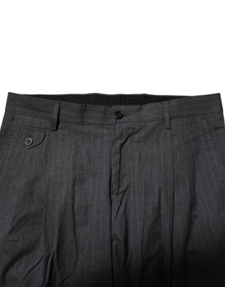 Pantalones formales de algodón gris con rayas  