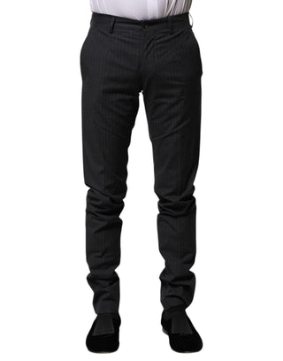 Pantalones formales de algodón gris con rayas  