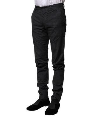 Pantalones formales de algodón gris con rayas  