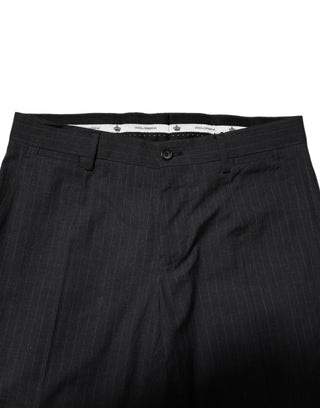 Pantalones formales de algodón gris con rayas  