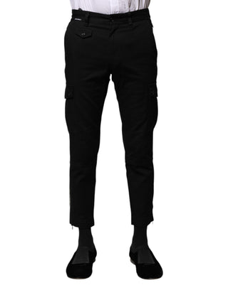 Schwarze elegante Herren-Cropped-Hose aus Baumwolle