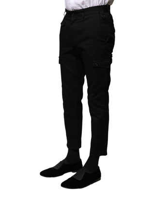 Schwarze elegante Herren-Cropped-Hose aus Baumwolle