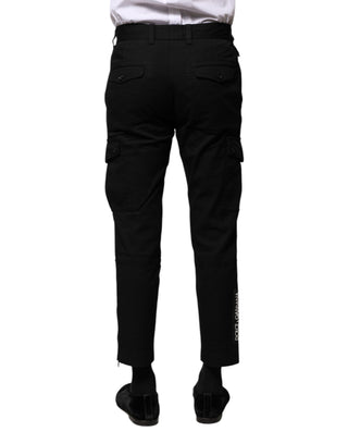 Schwarze elegante Herren-Cropped-Hose aus Baumwolle