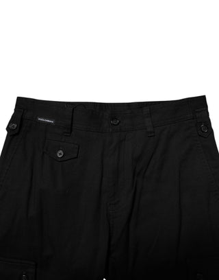 Schwarze elegante Herren-Cropped-Hose aus Baumwolle