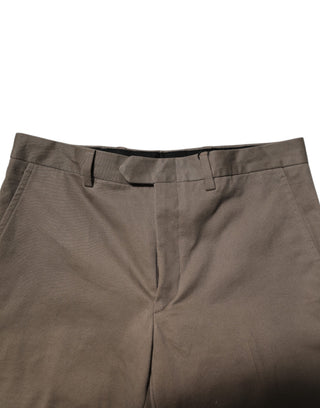 Braune schmal zulaufende elegante Anzughose aus Baumwolle