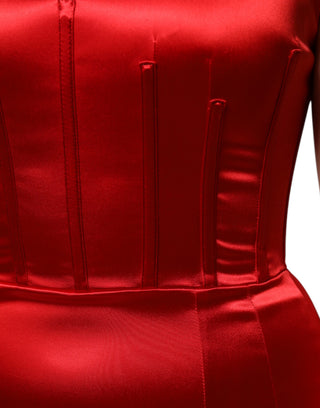 Rotes ärmelloses Etui-Midikleid aus Acetat