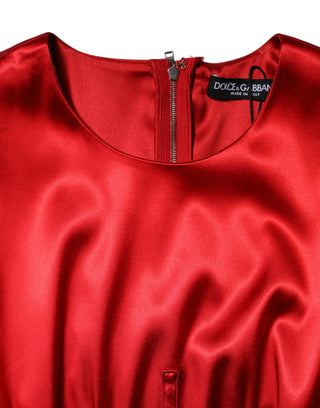 Rotes ärmelloses Etui-Midikleid aus Acetat