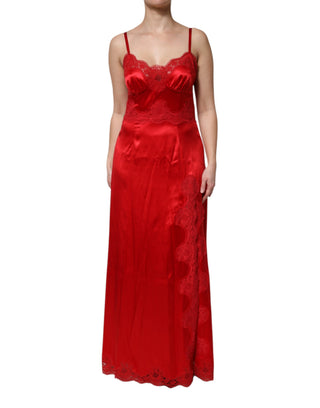 Vestido largo maxi sin mangas de seda roja