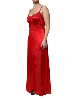 Vestido largo maxi sin mangas de seda roja