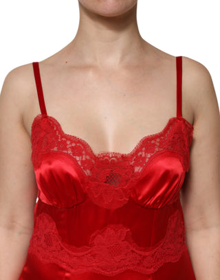 Vestido largo maxi sin mangas de seda roja