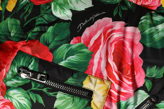 Chaqueta acolchada con capucha floral multicolor