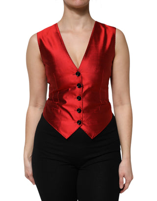 Top chaleco sin mangas con botones rojo y negro