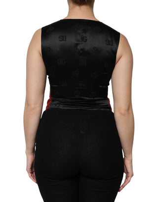 Top chaleco sin mangas con botones rojo y negro