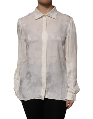 Blusa blanca con botones y mangas largas
