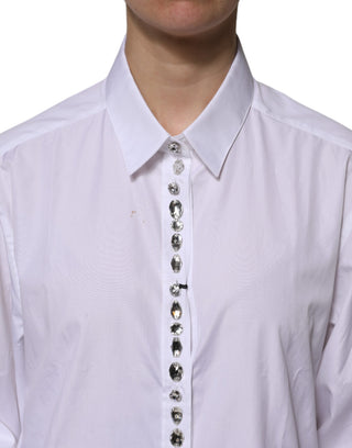 Top blanco con mangas largas y adornos de pedrería