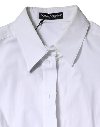 Weiße Baumwollbluse mit Kragen und langen Ärmeln