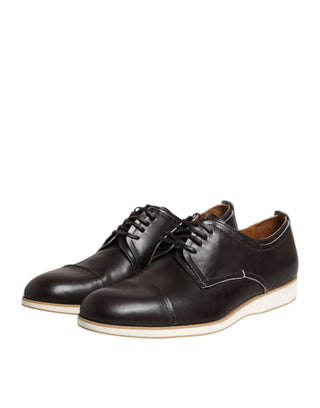 Dunkelbraune Derby-Schnürschuhe aus Leder