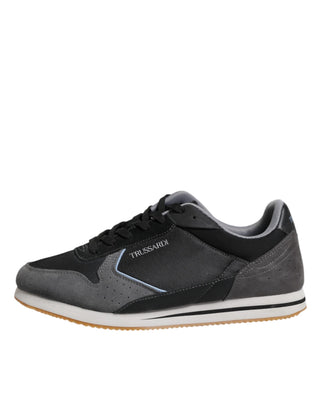 Black Gray Lace Up Low Top Casual Sneakers Shoes