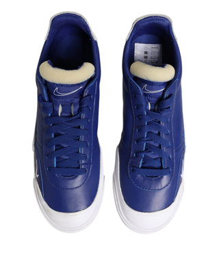 White Blue Lace Up Low Top Drop-Type PRM Sneakers Shoes