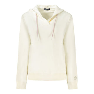 Weißes Baumwoll-Kapuzen-Sweatshirt für Damen