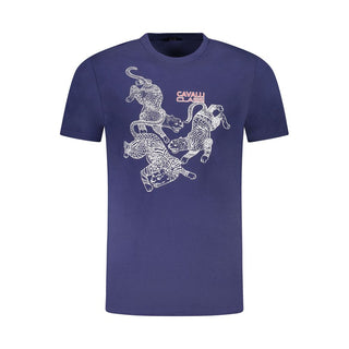 Blaues Baumwoll-Herren-T-Shirt