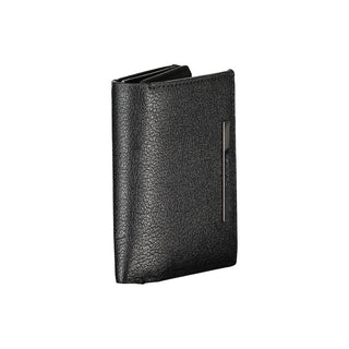 Cartera elegante de cuero negro con monedero