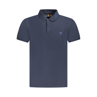 Blue Cotton Men Polo