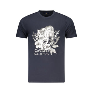 Blaues Baumwoll-Herren-T-Shirt