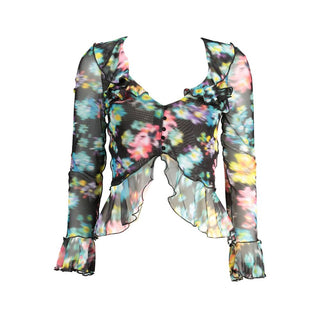 Black and Multicolor Polyester Shirt