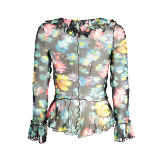 Black and Multicolor Polyester Shirt