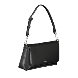 Schwarze Damenhandtasche aus Polyester